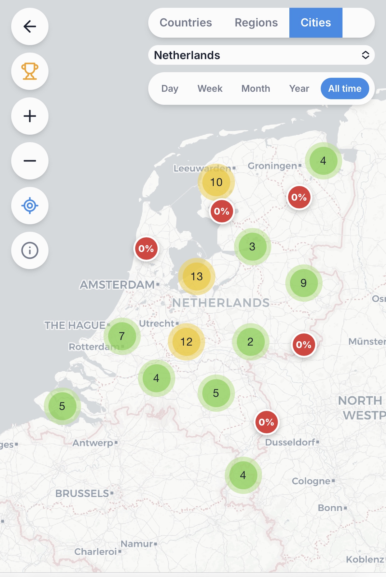 Map cities